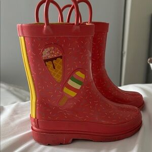 Cat & Jack Red Ice Cream Rain Boots